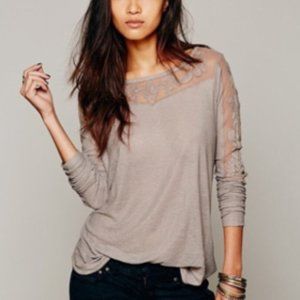 FP New Romantics Lace Jilly Tee in Stone